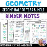 Geometry - Binder Notes Bundle for the Second Half of the Year
