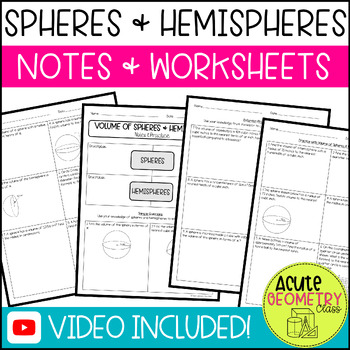 Preview of Volume Notes for Geometry - Spheres & Hempispheres Guided Notes and Worksheet