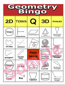 Preview of Geometry Bingo - Grade 3,4,5,6