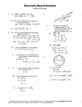 Preview of Geometry Board Session 12,SAT,ACT,medians,inscribed square circle,slope