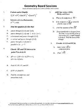 Preview of Geometry Board Session 18,SAT,ACT,slopes,vectors,analytic geometry