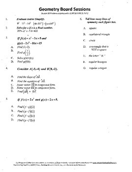 Preview of Geometry Board Session 20,SAT,ACT,symmetry,vectors,composite functions