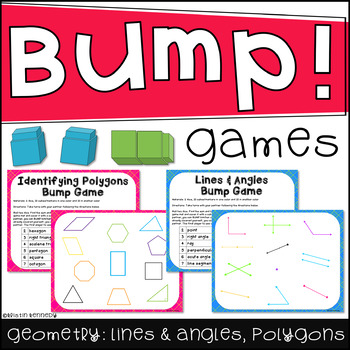 Preview of Geometry Bump Games: Lines and Angles, Identifying Polygons (2 separate games)