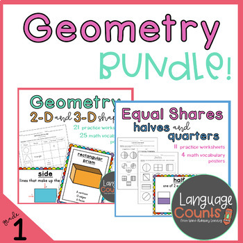 Preview of Distance Learning Packets Geometry Bundle- 1st Grade