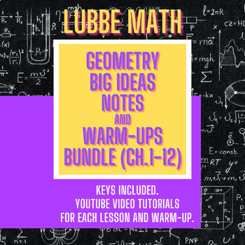 Preview of Geometry Bundle - Big Ideas - Notes and Warm-ups with Keys