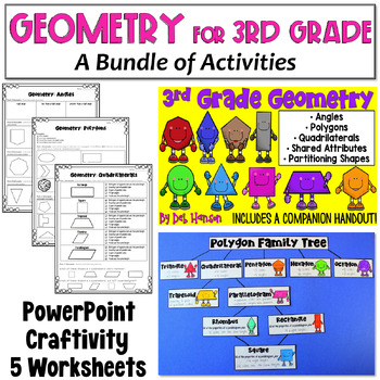 Preview of Geometry Bundle for 3rd Grade: Angles, Polygons, Attributes of Quadrilaterals