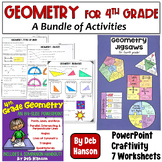 Geometry Bundle for 4th Grade: Worksheets, PowerPoint, Craftivity