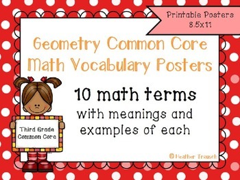 Preview of Geometry Common Core Math Vocabulary Posters- Grade 3