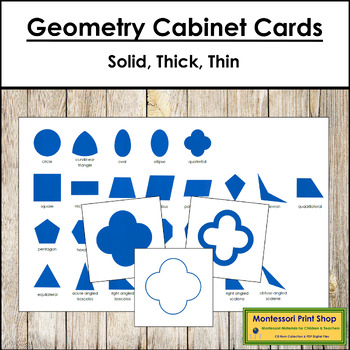 Preview of Geometry Cabinet Cards (Solid, Thick, Thin-Line) - Primary Montessori Geometry