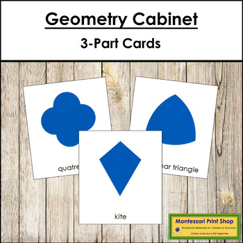 Preview of Montessori Geometry Cabinet Shapes 3-Part Cards - Primary Math