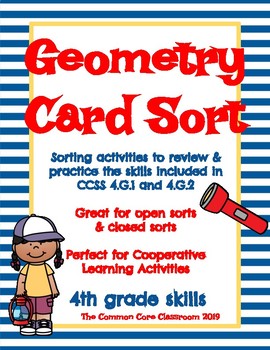 Preview of Geometry Card Sort- 4th Grade Math Activity - 4.G.1 & 4.G.2 - Open/Closed Sorts