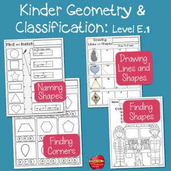 Preview of Geometry & Categorization: Leveled Kindergarten Math E1: Common Core Standards