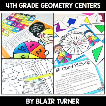 Preview of Geometry Center Bundle: 4th Grade Math Test Prep Centers