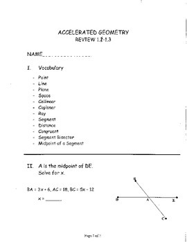 Preview of Geometry Chapter 1 Bundle: Points, Lines, Planes, and Angles