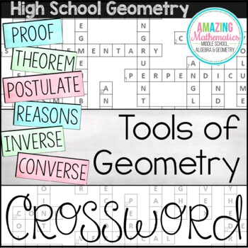 Preview of Geometry Chapter 1 Vocabulary Crossword - Tools of Geometry