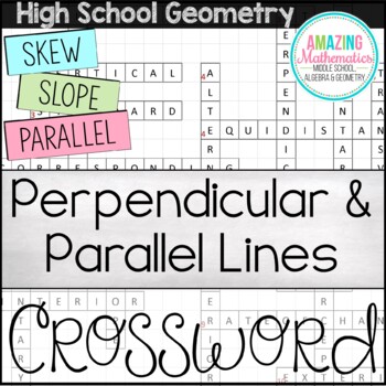 Preview of Geometry Chapter 3 Vocabulary Crossword - Parallel and Perpendicular Lines