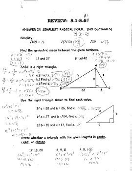 Geometry Chapter 8 Bundle Right Triangles By Math Essentials For All Learners