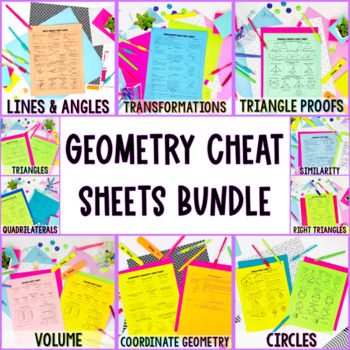 Preview of Geometry Cheat Sheet Bundle - High School Test Prep Reference Sheets
