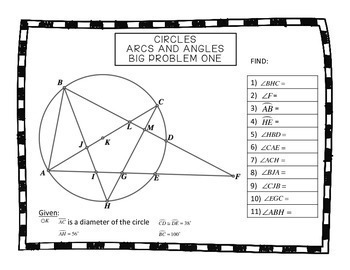 inscribed angles common core geometry homework