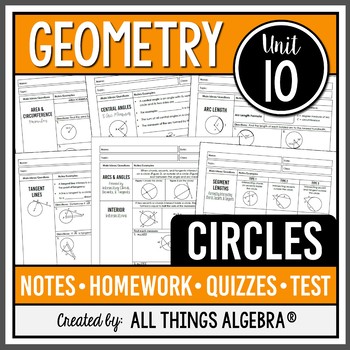 Preview of Circles (Geometry Curriculum - Unit 10) | All Things Algebra®