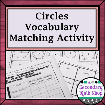 Preview of Circles - Geometry Circles Vocabulary Matching Activity