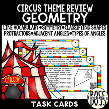 Preview of Geometry Circus Theme Task Card Review (STAAR Aligned)