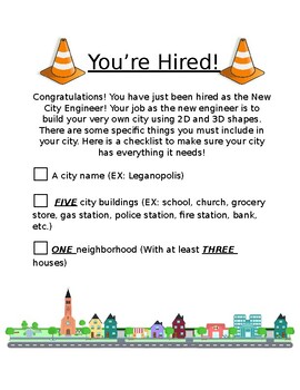 Preview of Geometry City Introduction Checklist - You're Hired!