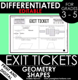 Geometry Classifying Shapes - Exit Tickets - Differentiate