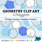 Geometry Clip Art: 4 Polygons – 10 Colors