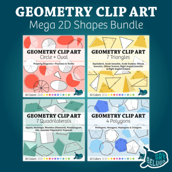 Preview of Geometry Clip Art: 2D Shapes & Diagrams Bundle – 10 Colors