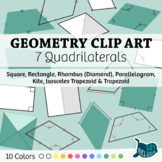Geometry Clip Art: 7 Quadrilaterals – 10 Colors