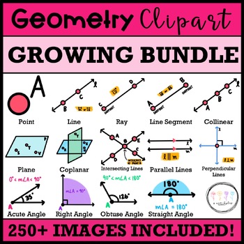 Preview of Geometry Clipart Middle and High School Math - All Year Long GROWING BUNDLE