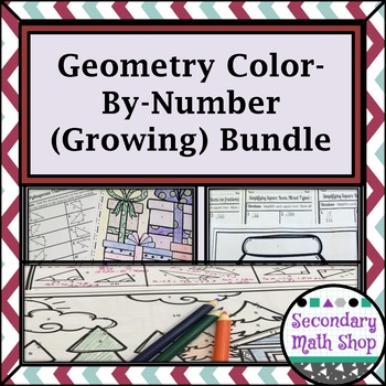 Preview of Geometry Color-By-Number Worksheet Growing Bundle!!!