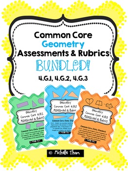 Preview of Geometry Common Core Assessments & Rubrics BUNDLED!  {4.G.1, 4.G.2, 4.G.3}