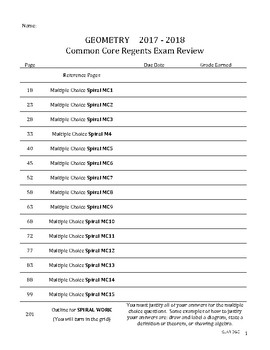 Preview of Geometry Common Core Regents Review Booklet
