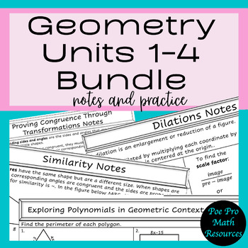 Preview of Geometry Concepts and Connections Units 1-4 Bundle
