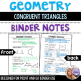 Geometry - Congruent Triangles Binder Notes