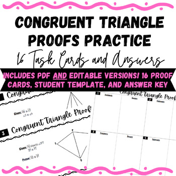 Preview of Geometry: Congruent Triangles Proofs Task Cards [ASA, AAS, SAS, SSS, HL, CPCTC]