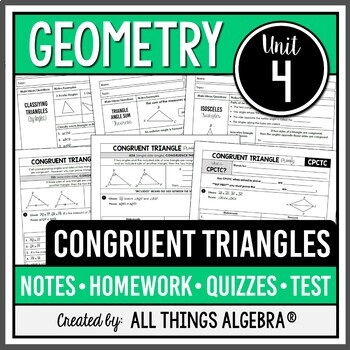 Congruent Triangles (Geometry - Unit 4) by All Things ...