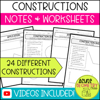 Preview of Geometry Constructions Unit with Video Lessons Printable Packet