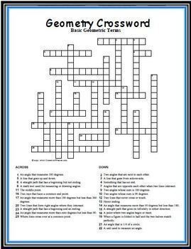 Geometry Crossword: 25 Clues That Emphasize Points, Lines, and Angles