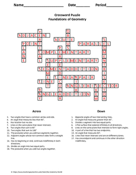 Geometry Crossword Puzzle: Foundations of Geometry by My Math Universe