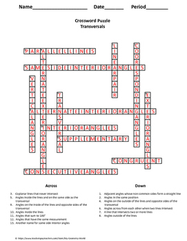 Geometry Crossword Puzzle: Transversals by My Geometry ...