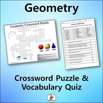 Preview of Geometry Crossword & Vocabulary Quiz