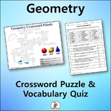 Geometry Crossword & Vocabulary Quiz