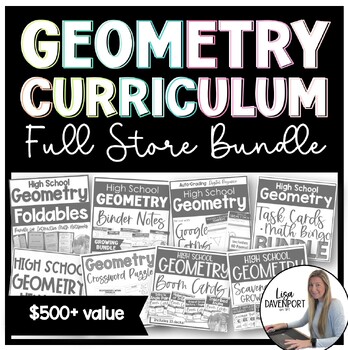 Preview of Geometry Curriculum Bundle | Foldables, Notes, Homework, Activities