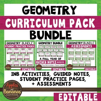 Preview of Geometry Curriculum Pack Bundle - Editable