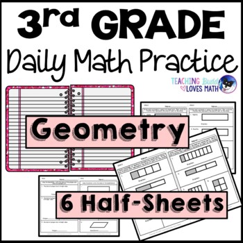 Preview of Geometry Daily Math Review 3rd Grade Bell Ringers Warm ups Freebie