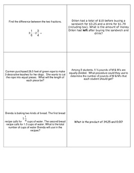 Preview of Geometry, Data, Algebra, and Number Sense Review Game - PDF