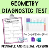 Geometry Diagnostic Test Printable and Digital (Back to School)
